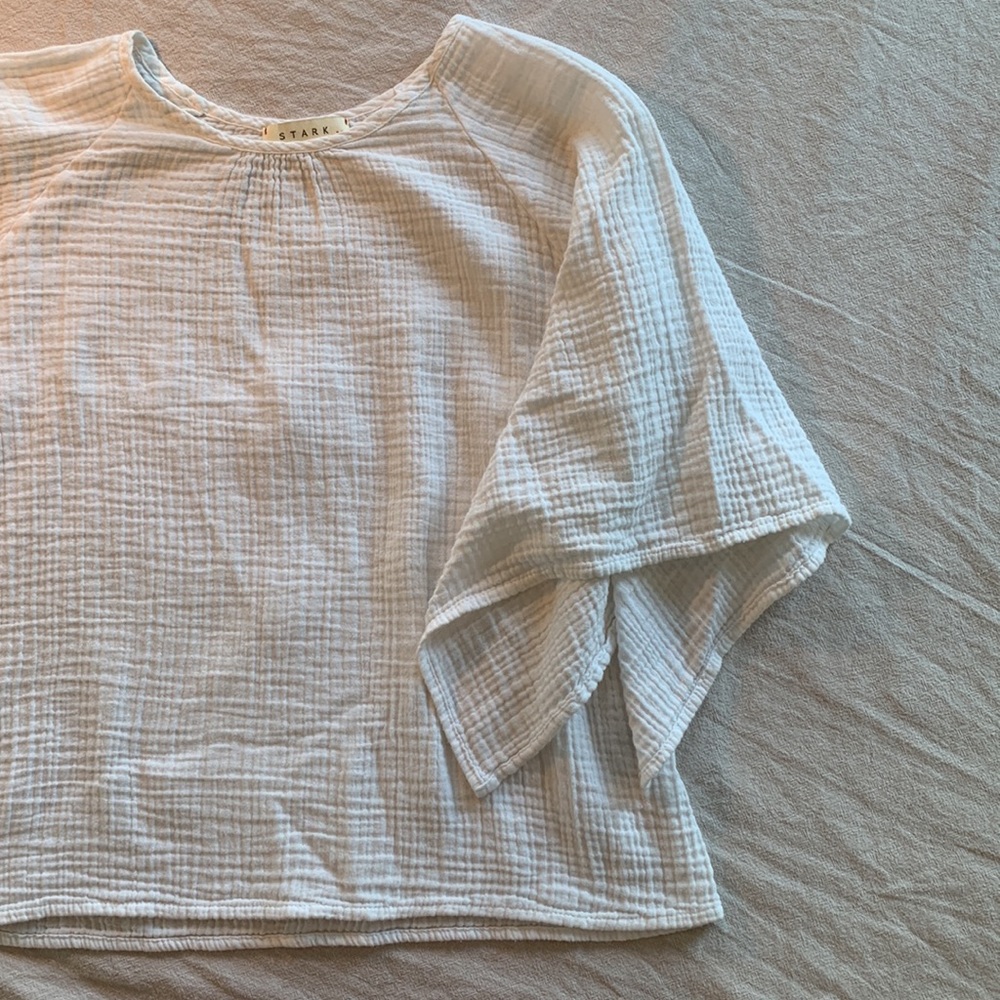 Stark X Kimono Sleeve Cotton Gauze Top Size XS (White)